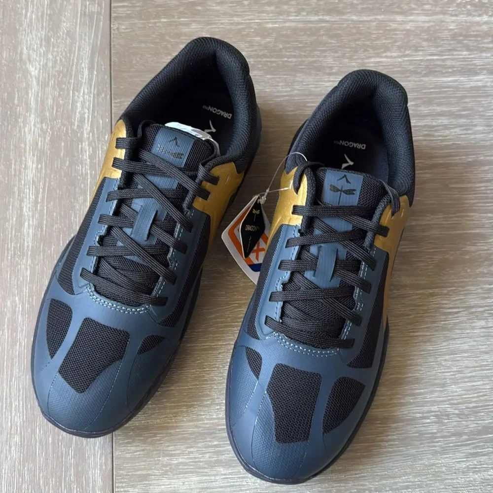 Kanso DragonFly Indoor Court Shoes Black/Gold size 7.5 NWT‎ in box